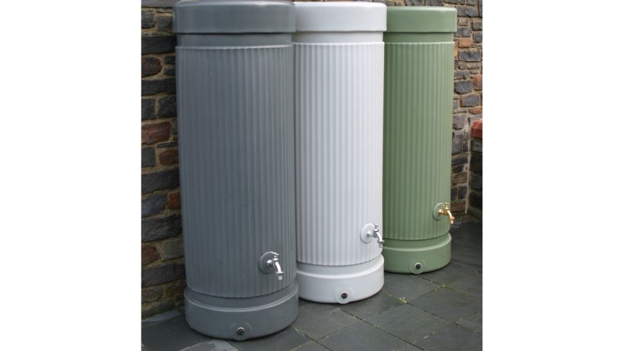 Column 300 Litre Water Butt. Colours: Charcoal, Grey, Green.