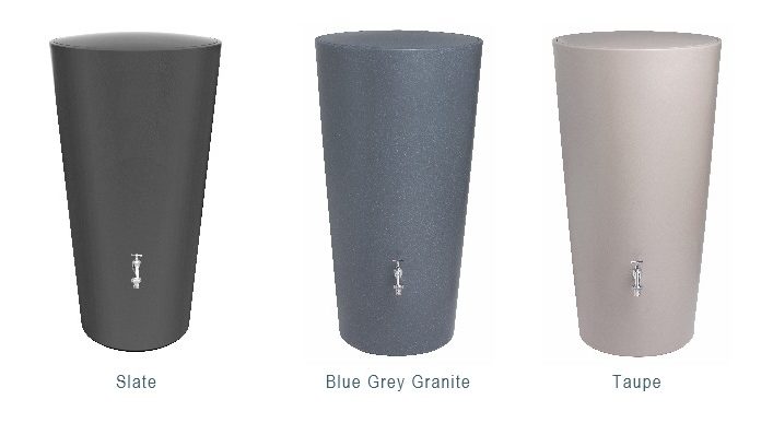 Rainbowl Water Butt Three Colour Finishes_montage RainBowl Water Butt Three Colour Finishes: Slate, Blue Grey Granite and Taupe
