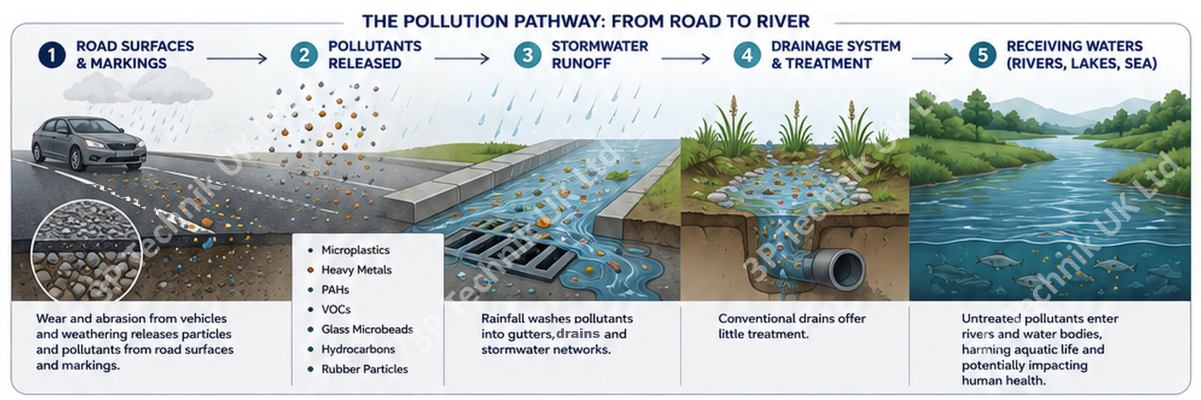 Road Runoff Pathway From Road to River