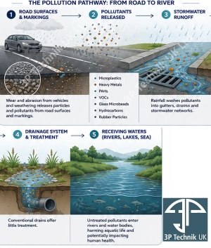 Road Runoff Pollution Pathway (steps 1 to 3 of 5)