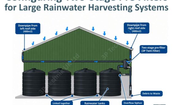 Configuring Two-Stage Pre Filters for Large Rainwater Harvesting Systems using a 3P twin Filter