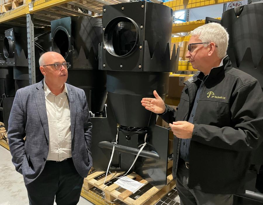 Paul Davies MS and Dr Glyn Hyett discussing Rainwater Reuse and Stormwater Treatment